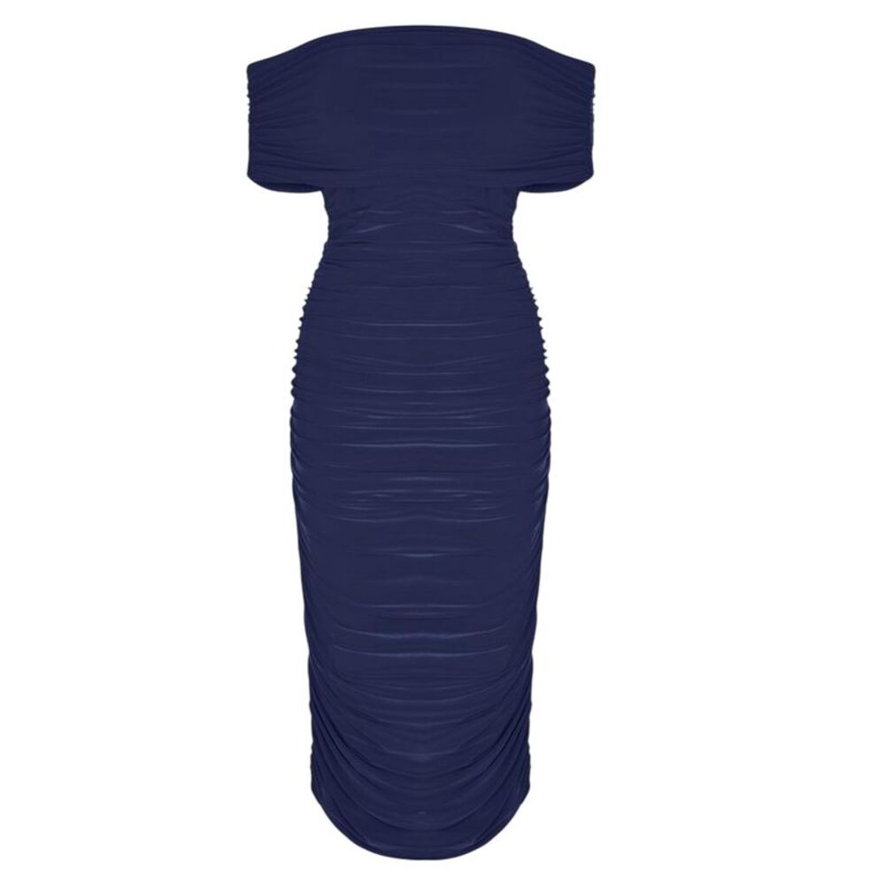 Biba Womens/Ladies Ruched Off Bodycon Midi Dress / Navy